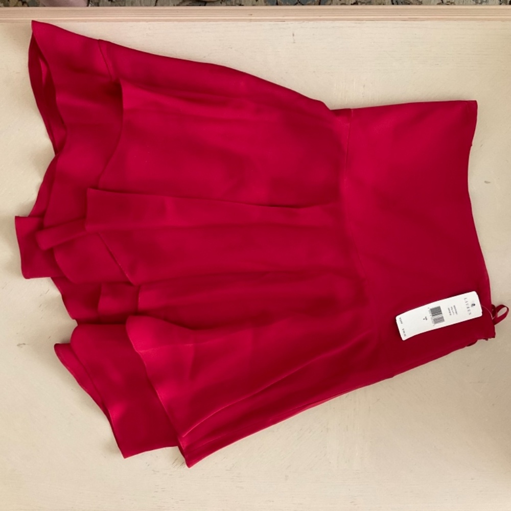 100% Silk Red Skirt Lauren Ralph Lauren Size 6 New - Picture 8 of 11